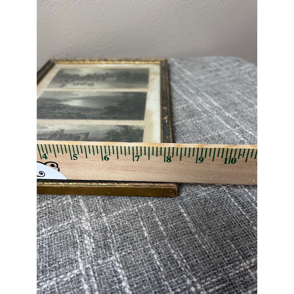 Vintage Framed Triptych‎ Prints Pastoral Scenes Signed Antique Gold Frame - Picture 13 of 13